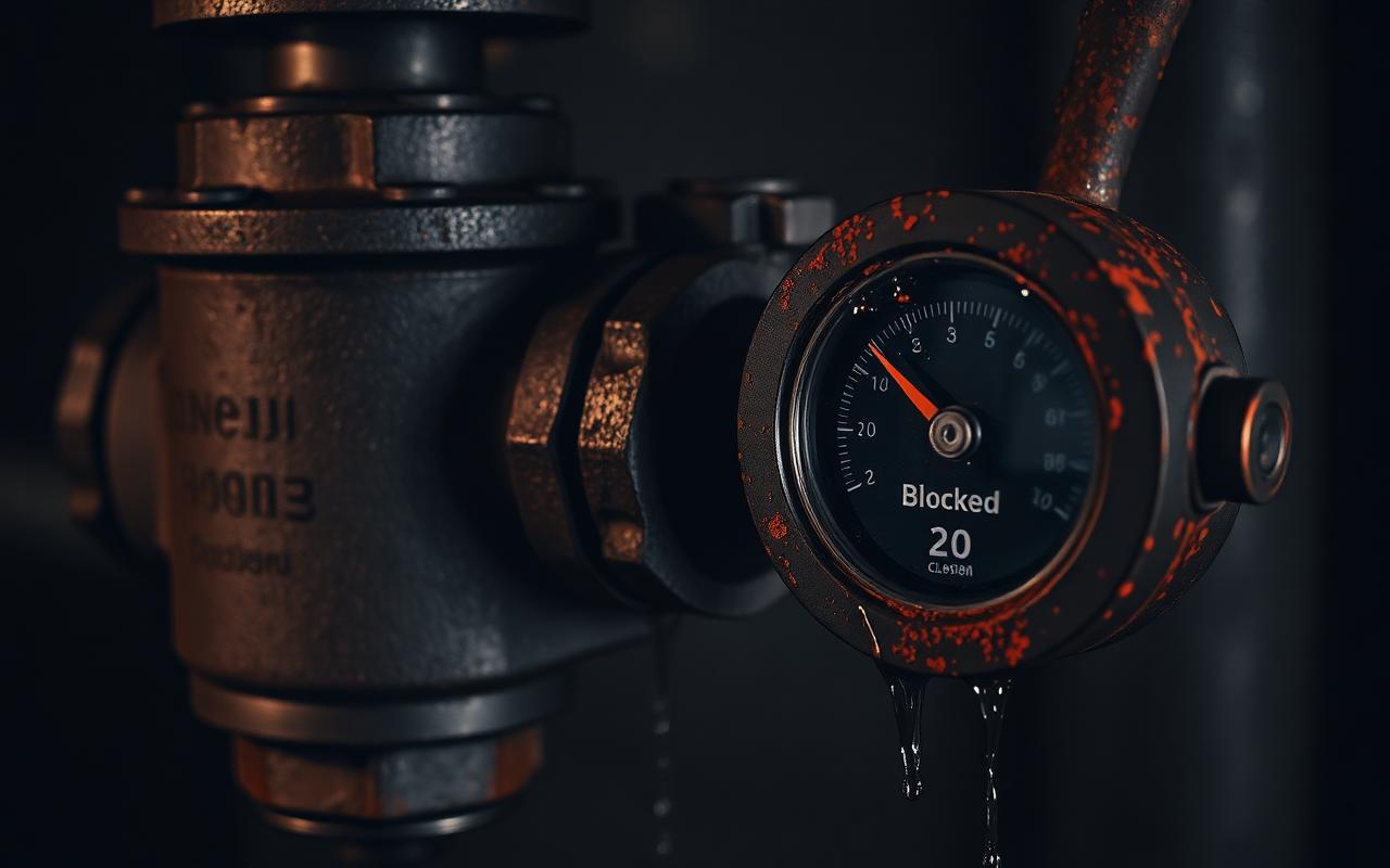Pompe et valve bloquées, flux interrompu